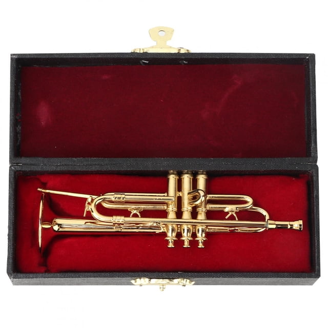 Colección de modelos de instrumentos musicales bajos para decoración de escritorio, adornos de trompeta, artesanía