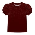 thumbnail image 2 of Teylalorva T-Shirt for Girls, Summer Trendy Puff Short Sleeve Crewneck Kids Cute Casual Tee Wine Size 8, 2 of 8