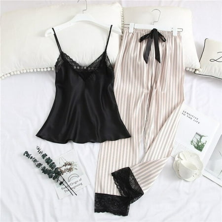 

CoCopeaunt Home Clothes Silk Pajamas for Woman 2 Piece Lounge Wear Pijamas Summer Pyjama Satin Femme Spaghetti Strap Sexy Lace