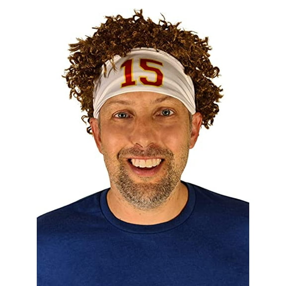 HandinHandCreations Football QB Headband Costume White Color Party Wig