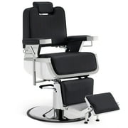 BarberPub Heavy Duty Vintage Barber Chair Hydraulic Recline Salon Beauty Styling Chair, Black