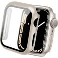 thumbnail image 1 of 2 Pack Fit Designed for Apple Watch Series 7 41mm Screen Protector, Tempered Glass with Hard PC Bumper Case, Match Series 7 Starlight, 1 Starlight & 1 Transparent, 1 of 5