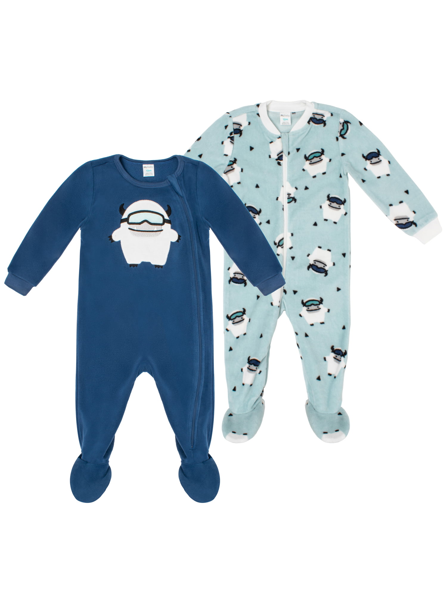 PL Baby by Petit Lem Newborn Boy Pajamas Micropolar Sleepers, 2-Pack ...