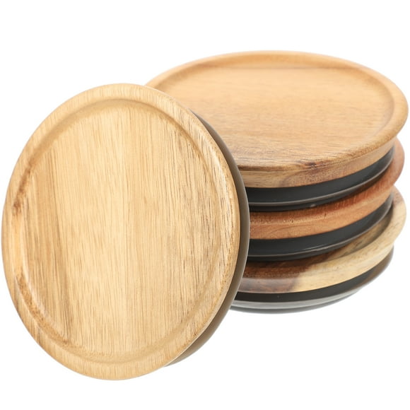 4pcs Wide Mouth Wooden Storage Lids Jars Wooden Lids Round Yogurt Jar Lids