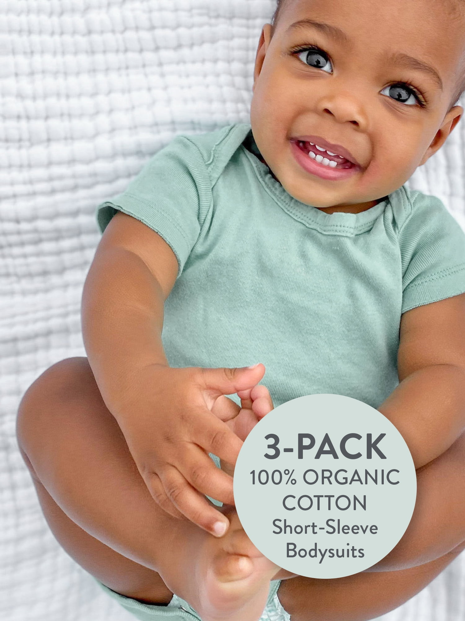 Honest Baby Clothing Baby Boy or Girl Gender Neutral Organic Cotton Short Sleeve Bodysuits, 3 Pack (Preemie-24 Months)