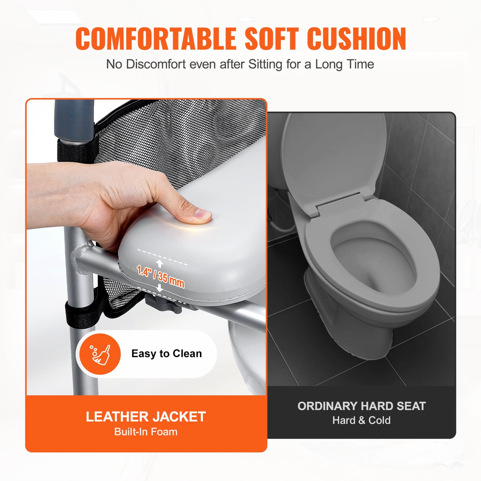KFFKFF Raised Toilet Seat, Adjustable Height from 19.3" to 25.2", Supports up to 350lbs, Featuring Comfort Cushioned Aluminum Frame, Universal Toilet Seat Booster, Suitable for Seniors, Disabled