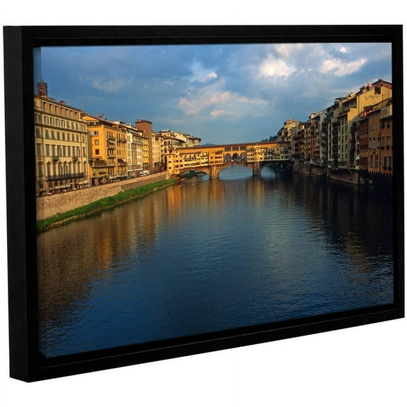 ArtWall Kathy Yates "Ponte Vecchio Sunset" Gallery-Wrapped Floater-Framed Canvas
