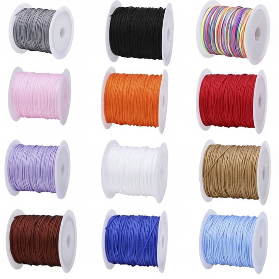 12 Rolls Nylon String for Bracelets, Chinese Knotting Nylon Cord for Jewelry Making, Nylon Beading Thread for Kumihimo, Braided Bracelets, Necklaces, Macrame Craft, Wind Chime