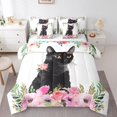 thumbnail image 1 of Ensemble de Douillette Grand Chat Noir - 7 Pcs Ensemble de Literie Chaton Mignon Animal de Compagnie Grand Sac de Lit avec Douillette Réversible à Fleurs de Roses Aquarelle, Draps, Taies d'Oreiller et Couvre-Oreillers, 1 of 5