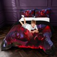 thumbnail image 3 of Manfei Gothic Dragon Animals Queen Comforter Set,Vintage Wildlife Comforter Sets Queen,Red Blue,Black Reversible,3-Piece,1 Comforter and 2 Pillowcases, 3 of 7