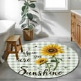 thumbnail image 4 of Round Rugs 3 Ft, Sunflowers Farmhouse Non Slip Area Rugs for Kitchen Bedroom Entryway, Sage Green Plaid Pastoral Rustic Washable Carpet Runner Rug Floor Mats for Bedroom Home Decor, 4 of 9