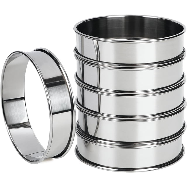HSHDLDF Crumpet Rings, English Muffin Rings 4 Inch,Stainless Steel Tart Rings for Baking,Double Rolled Nonstick Round Cake Ring, Metal Pastry Ring Mold for Griddle, Cooking Egg Ring for Dessert Food