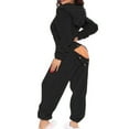 thumbnail image 4 of Penkiiy Women's Winter Ear Buttoned Flap Functional Costume Zipper Front Hooded Lounge Jumpsuit Comfortable Pajamas S Black, 4 of 7