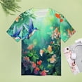 thumbnail image 4 of Flower Hummingbird Womens Tops Women's Fashion Casual Short Sleeve Flower Print Round Neck Pullover Top Blouse, 4 of 6