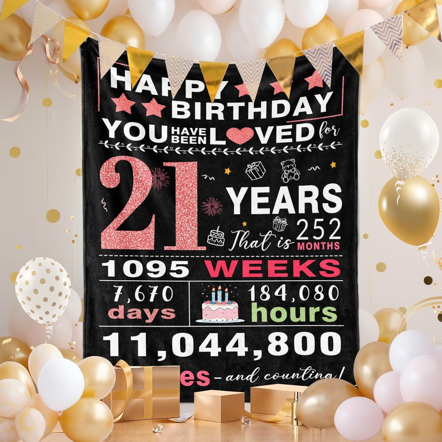 21st Birthday Gifts for Her, Cool 21st Birthday Gifts, 21st Birthday Decorations for Her, Birthday Gifts for Women, Gifts for 21st Birthday Female Women, Birthday Gifts for Women Blanket 50x60