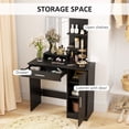 thumbnail image 3 of Black Vanity Table with Mirror & Storage | 35.4" Bedroom Dressing Table with Adjustable Shelves & Drawer | Modern Makeup Vanity for Home Organization, 3 of 7