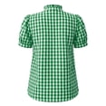 thumbnail image 6 of Gingham Lantern Sleeve T Shirt Womens Ruffle Trim V Neck Summer Blouse Cute Chic Casual Work Tops Shirts 2026, 6 of 8