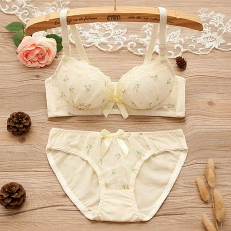

Print Bow Lace Cotton Bra Sets Women Push Up Lingerie Bra+Panties Sets Underwire Bra & Panty Set Underwear Sets