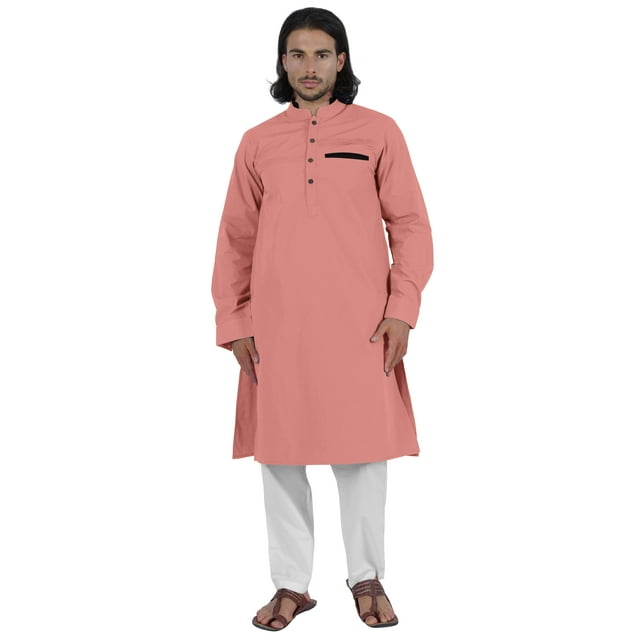 AtasiMen Henley à Poche Passepoilée Longkurtasolid Vêtements Ethniques Indiens Vêtements pour Hommes