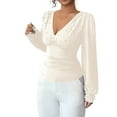 thumbnail image 2 of Women's Solid Color Long-Sleeve Double-Sided Fleece Half-High Collar Undershirt Thermal Top, 2 of 5