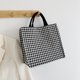 thumbnail image 5 of Bolsa Bolso de hombro con estampado de lona retro para mujer, bolso grande informal (pata de gallo) JShteea Para Estrenar, 5 of 7