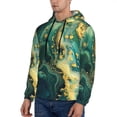 thumbnail image 3 of Rateoe Turquoise Golden Swirl Pattern Mens Hoodie, Pullover Hooded Sweatshirt, Kangaroo Pocket Hoodie Ideal for Daily Wear, Travel and Home-4X-Large, 3 of 7