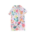 thumbnail image 2 of ALASELEGANTES Toddler Baby Girls One-piece Swimsuit,3 6 12 18 24 Months 2T 3T Zipper Short Sleeve Floral Print Kids Bathing Suit Infant Swimwear, 2 of 10