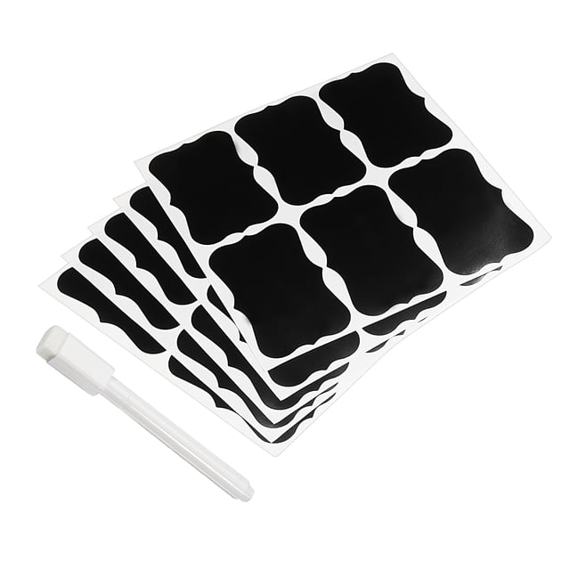 Unique Bargains 1.7x2.7 Inch Refrigerator Food Storage Sticker with Marker Pen Chalkboard Labels, Black 72 Pack