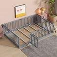 thumbnail image 7 of Holaki Wood Full Size Floor Bed with High Fence Railings for Kids, Gray, 7 of 7