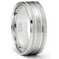 thumbnail image 1 of Mens Sterling Silver 925 Ring Grooved Milgrain Wedding Band Comfort-Fit 7MM, 1 of 3