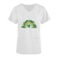 thumbnail image 4 of lcziwo Lucky Clover Rainbow Shirts for Women 2025 St Patrick's Day Short Sleeve Irish Shirts Loose Fit V-Neck Scrubs Tops with Pockets White XXL Saving Sales, 4 of 7