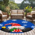 thumbnail image 4 of Round Rugs 8Ft, Blue Gnomes Christmas Round Area Rug Washable Indoor Throw Carpet, Snowflake Xmas Balls Large Non Slip Circle Rug for Kids Room RV Home Decor Aesthetic, 4 of 8