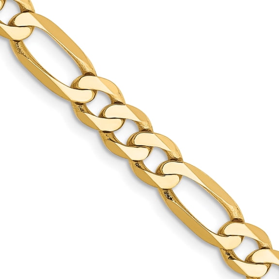 14K Yellow Gold 5.25mm Flat Figaro Chain (18 X 5.25) Made In South Africa ffl140-18