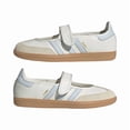 thumbnail image 2 of Tenis Zapatilla Adidas Samba Jane para dama, color blanco con paneles en azul, correa de gancho, suela de goma, composición; Piel de becerro, ante de Becerro, Tela y Goma., 2 of 5