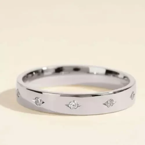 Men's Wedding Band Ring 1.50 Ct Round Diamond Moissanite 14k White Gold Plated