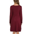 thumbnail image 4 of Vestido de cintura ajustada para mujer, vestido de cintura alta con escote en V y manga larga, vestido de manga larga de color puro diseñado a medida, 4 of 6