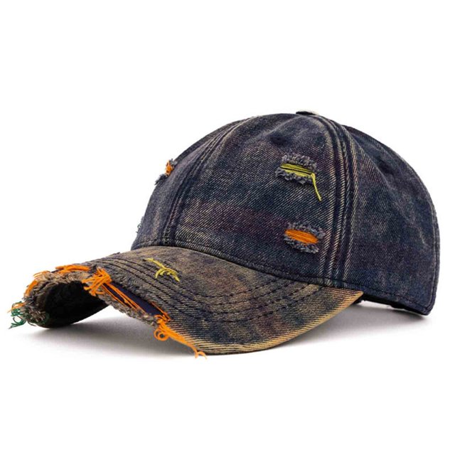 Gorra de béisbol unisex, moderna, versátil, de mezclilla perforada, para el sol, lavada, de poliéster.