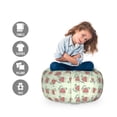 thumbnail image 2 of Floral Storage Toy Bag Chair, Continuous Flower Curved Art Motifs on Pastel Background, Stuffed Animal Organizer Washable Bag, Small Size, Pastel Green Multicolor, by Ambesonne, 2 of 3