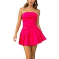 thumbnail image 2 of KelaJuan Women's Elegant Short Dresses, Summer Strapless Solid Color Ruffle Bodycon Mini A-line Dress, 2 of 10