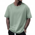 thumbnail image 2 of Men's Heavyweight Short Sleeve Crew Neck T-Shirt, Loose Fit Breathable Summer Half Sleeve Tee, Not See Through Opaque Casual Top for Everyday Wear and Outdoor Activities, 2 of 4