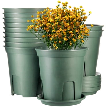 Plant Pots Indoor 7 Inch , 12 Set Plastic Flower Planters with Drainage Hole and Trayr Garden Planters