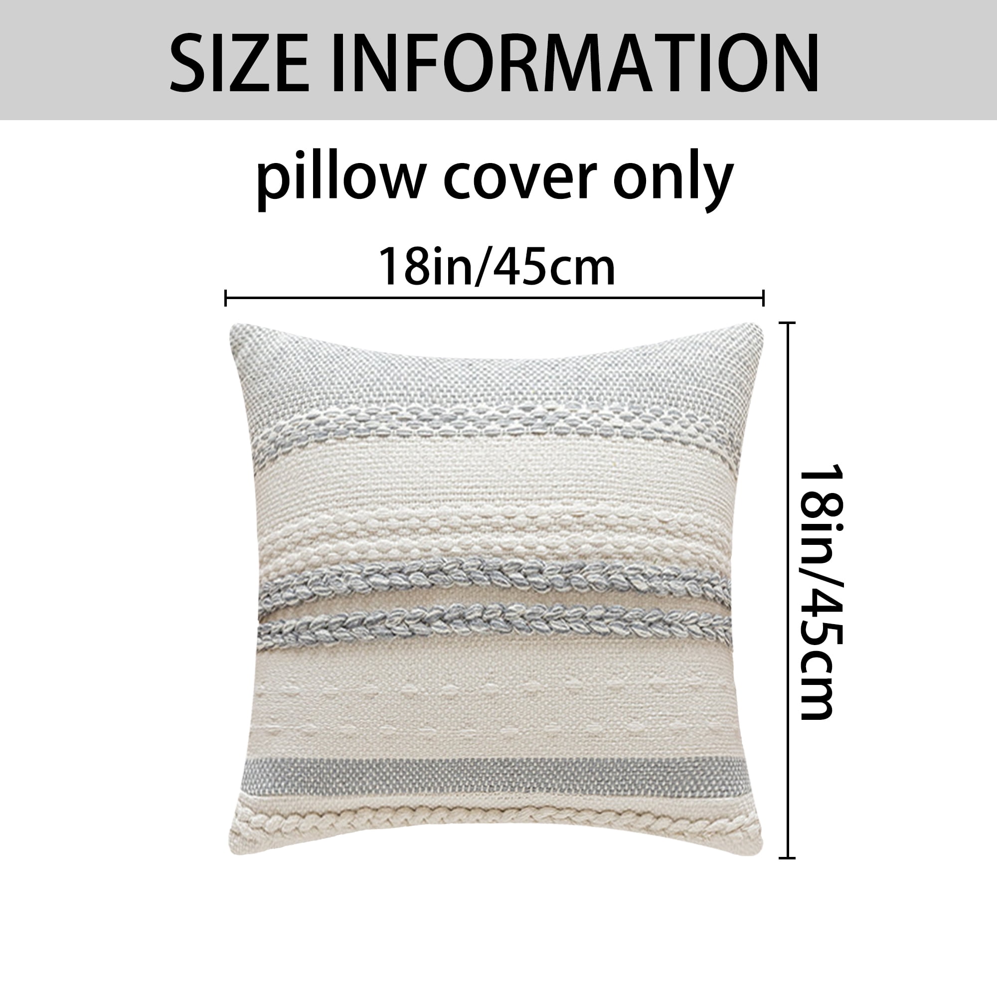 REGALWOVEN Striped Decorative Throw Pillow Covers Pack of 1 for Couch Bed Sofa Home Decor Soft Cushion Pillow Cases Grey 18" x 18"