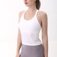 thumbnail image 2 of SWSMCLT Women's Workout Top Running Tight Short Scoop Neck Tank Top Vest Soft Fitted Spandex Backless Summer White Medium, 2 of 4