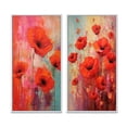 thumbnail image 2 of Designart "Illustration Spring's Red Poppy Blossoms IV" Poppies Framed Wall Art Set Of 2 - Traditional Pink Framed Canvas Set For Living Room Decor, 2 of 6