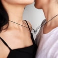 thumbnail image 2 of 2Pcs Couples Necklace, Matching Necklace for Couples, Heart Necklace with 100 Language "I Love You" Projection, Magnetic Charm Necklace Means the Two Sides will Never Part, Matte Black, 2 of 7