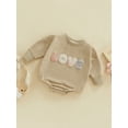 thumbnail image 4 of Musuos nfant Baby Fall Romper, 3 6 9 12M Fuzzy Letter Embroidery Long Sleeve Round Neck Bodysuit, 4 of 10
