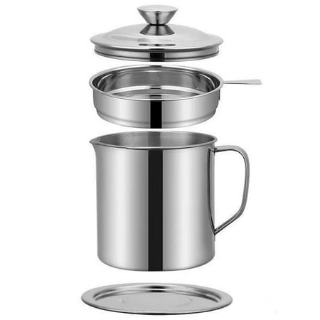 

Stainless Steel Oiler Thickened Household Kitchen Filter Screen Capacity Filter Residue Oil Storage Filter Tank