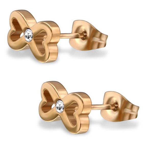 Stainless Steel Stainless Steel Infinity Heart Bow Ribbon Crystal Stud Post Earrings