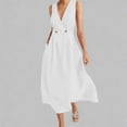 thumbnail image 1 of Pounoo Robes Portefeuille Ceinturées pour Femmes Coupe Décontractée Silhouette Fluide Tissu Léger Style Vacances Robes Midi Cadeau, 1 of 5