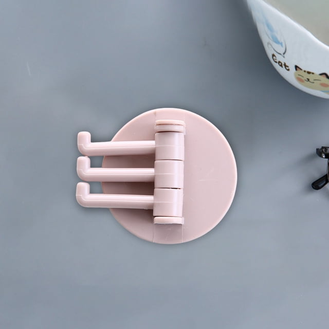 Fiudx Gancho Giratorio Antihuellas, Diseño Ajustable, Resistente, Instalación Sin Perforaciones, Multiusos, Ideal para Organizar El Baño y La Cocina, Color Rosa, 7 X 6 X 1 Cm